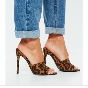 ASOS leopard print peep toe mules